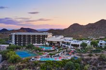 A breathtaking aerial view of the ADERO Scottsdale Resort, Autograph Collection. 