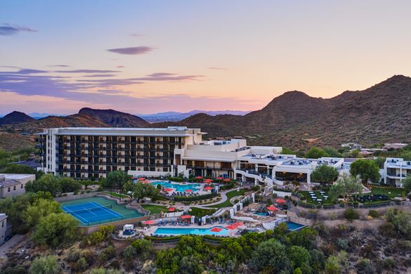 A breathtaking aerial view of the ADERO Scottsdale Resort, Autograph Collection. 