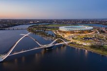 Optus Stadium and Matagarup Bridge, Burswood Perth.